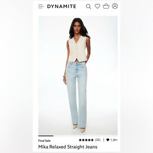 Dynamite Mika Relaxed Straight Jeans 25/0 NWT
